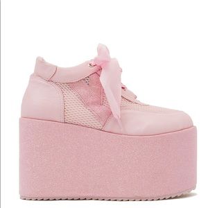 YRU Pink Glitter Platform Sneakers US 9